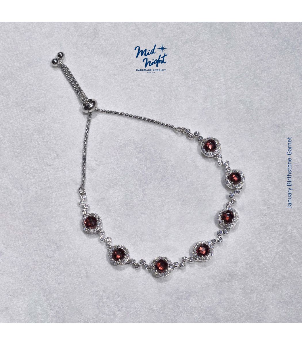 January Birthstone-Garnet Bubble Bracelet